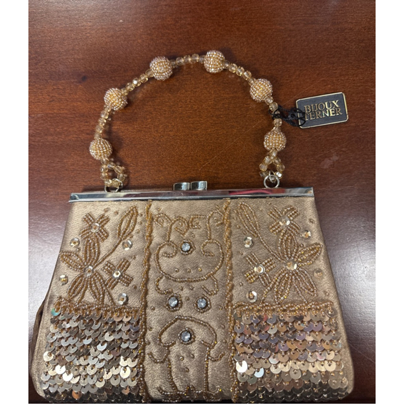 Bijoux Terner Handbags - Women's Bijoux Terner Gold Sequin Beaded Clutch One Size